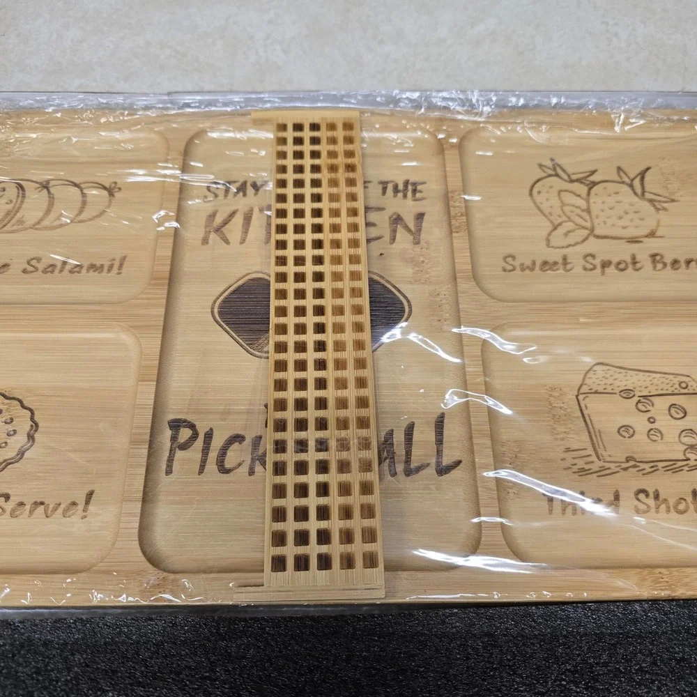 Dwatan Home Pickleball Charcuterie Board Set 2-Piece Bamboo Serving Tray New‎